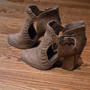 Not Rated Tan Ankle Booties with Buckle Detail